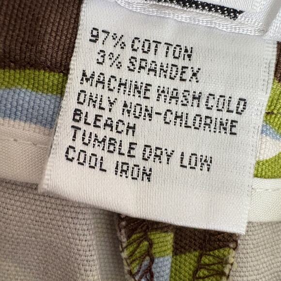 VTG Talbots Retro Swirl Capri Pants Green Blue Brown Cotton Stretch Y2K Funky 6P - Picture 4 of 6